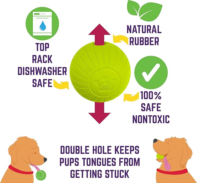 Chew King Supreme Rubber Fetch Balls - Extremely Durable Natural Rubber Toy, 2.5 inch, Yellow (CM-10066-CS01)