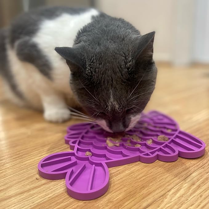 SPOT Soother Lick Mat-Licking Mat for Cats, Kittens, Medium and Large Dogs and Puppies, Food Grade Rubber, Anxiety Reliever, Dog Peanut Butter Lick Pad, Slow Feeder, 9.75inch, Fish (Pack of 2)