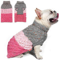 KYEESE Dog Sweater Color Block with Fuzzy Thread Knitted Turtleneck Dog Knitwear with dots in a Variety of Colors for Small Dogs Fall Winter Dogs Clothes, Pink, L