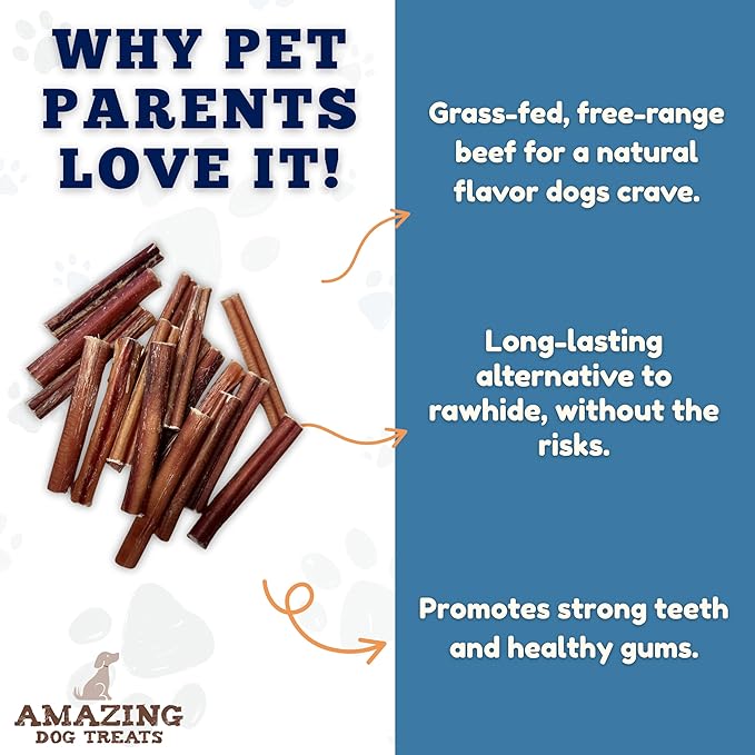 Amazing Dog Treats - 6 Inch Medium Size Bully Sticks (100 Count) - Bulk Bully Sticks for Dogs - No Hide Bully Stick Dog Bones
