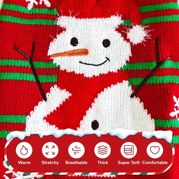 PETCARE Red Snowman Dog Sweater Christmas Dog Sweaters Vest Ugly Snow Xmas Puppy Costume Pet Holiday New Year Fall Winter Clothes for Small Medium Large Dogs Cats Pullover Sweaters Outfits,Small