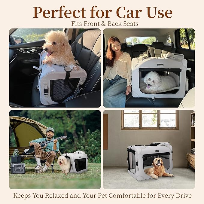 Extra Large Cat Carrier for 2 Cats Collapsible Soft Pet XL Crate for Large/Medium Cats 20lbs Car Travel Portable Bag with Water Bottle Slot For Long Trips (Blue, 24.0"L x 16.5"W x 16.5"H)