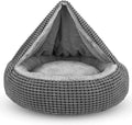 SIWA MARY Dog Bed with Attached Blanket for Small Dogs or Cats, Soft Plush Cozy Donut Cuddler Hooded Pet Beds Washable. Round Puppy Bed Orthopedic, Calming Cat Cave Bed. Anti-Slip Bottom 26inch