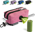 Dog Poop Bag Holder for Leashes - Dog Poop Bag Dispenser and Treat Holder with 2 Waterproof Pouches for Pet Waste Bags and Walking Accessories + 1 Free Roll - Leashrr 2.0 (Pink)
