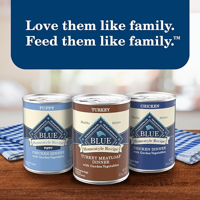 Blue Buffalo Homestyle Recipe Adult Wet Dog Food, Made with Natural Ingredients, Turkey Dinner With Garden Vegetables, 12.5-oz Can (Pack of 12)