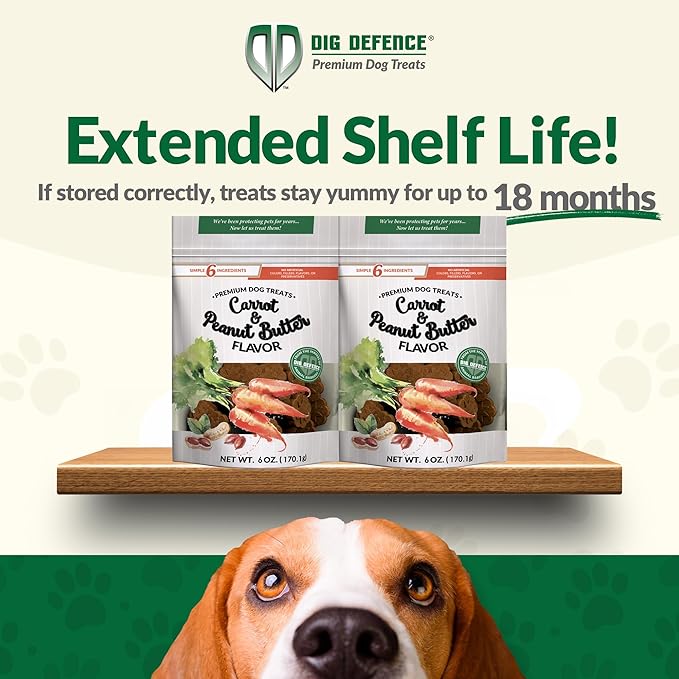 Dig Defence Premium Dog Treats - Carrot and Peanut Butter, Natural Ingredients, Baked Gourmet Snacks for Small & Big Dogs, Healthy Training Treat, 2 Pack