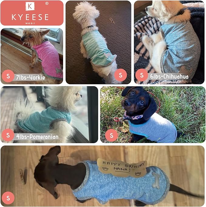KYEESE 2 Pack Dog Shirts for Small Dogs Quick Dry Soft Stretchy Dogs T-Shirts with Reflective Label Tank Top Sleeveless Vest Sun Protection Pet Clothes Puppy Shirt, Coral Red+Grey, S