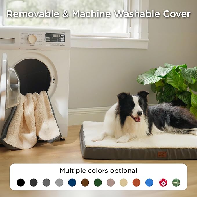 Bedsure Dog Bed Medium Size Dog - Orthopedic Waterproof Puppy Beds with Removable Washable Cover, Egg Crate Foam Pet Mat, Suitable for Pet Up to 35 lbs