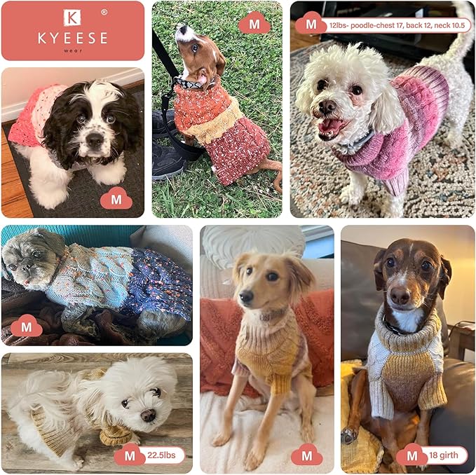 KYEESE Dog Sweater for Small Dogs Thick Dog Knitwear Turtleneck Warm with Sleeves Fuzzy Dogs Clothes Gradient Color, Blue, Medium