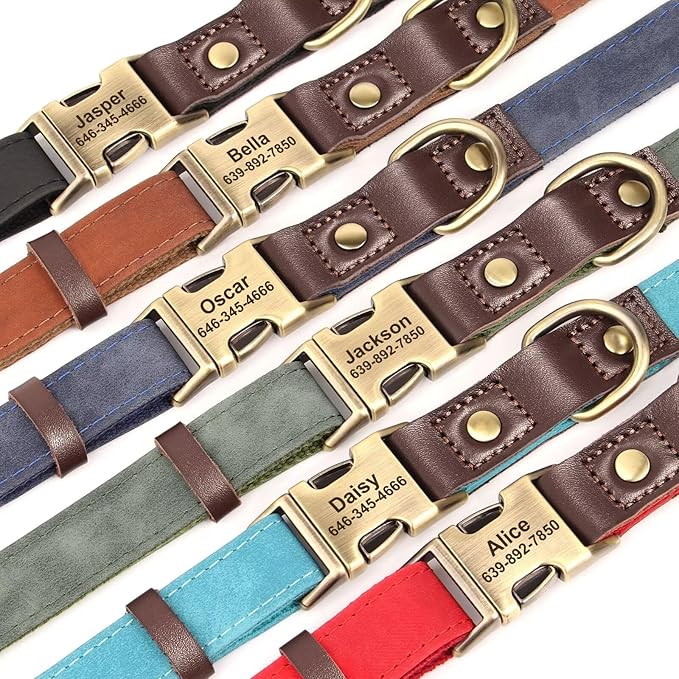 Didog Soft PU Leather Dog Collars for Small Dogs,Classic Adjustable Dog Collars with Quick Release Metal Buckle,Easy Clean and Comfortable with Nylon Lining,Denim Blue,S Neck 10-15"