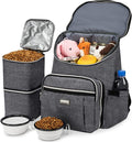 BAGLHER Travel Dog Backpack - Detachable Travel Dog Food Container for Pet Supplies Dog Gear Backpack,Dog Bag for Traveling with 2 Silicone Collapsible Bowls and 2 Food Baskets Grey