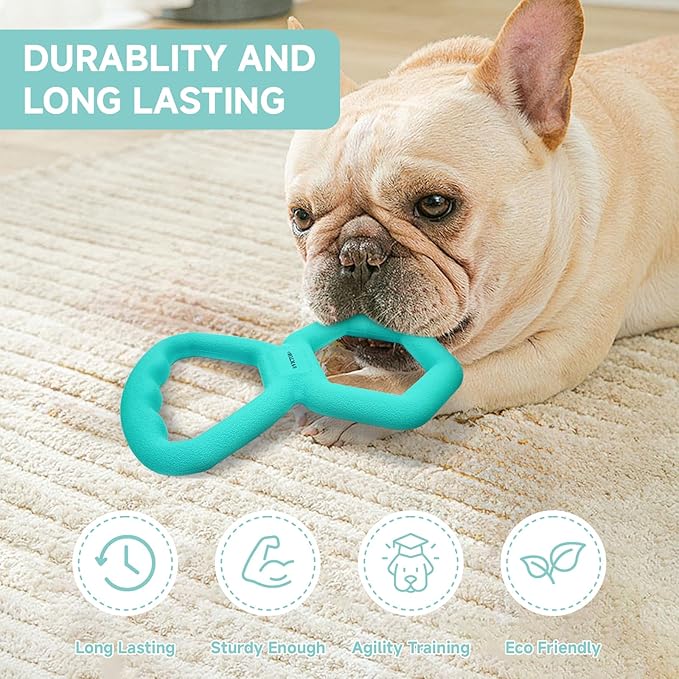 Tug of War Dog Toy - Supplies for Tug of War, Dog Pull Game Interactive Double Ring Pull Toy Tough Chew Toy Durable Rubber for All Breed Chewers, Green