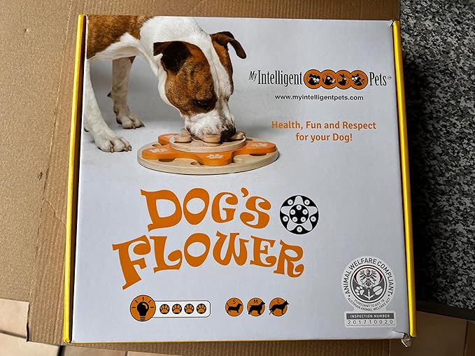 Dog's Flower - Interactive Wooden Puzzle Toy for Dogs, Brain Game for Mental Stimulation and Enrichment, All-Wood Design for Smart Dogs