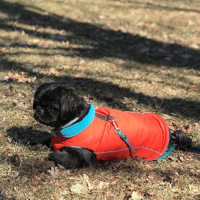 Gooby Sports Vest Dog Jacket - Orange, Small - Reflective Dog Vest with D Ring Leash Warm Fleece Lined Hook and Loop Closure for Small to Medium Dogs