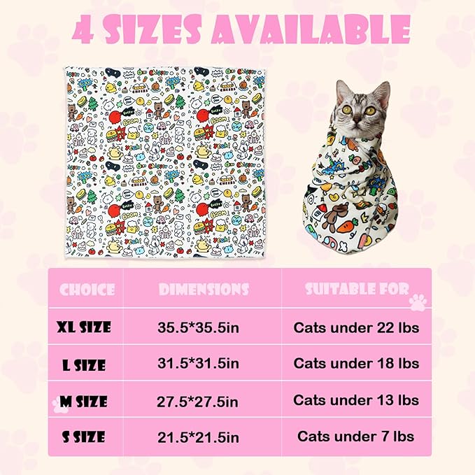 Cat Wrap for Cutting Nails Large Size 27.5in Self-Adhesive Cat Grooming Wrap Cat Nail Clipper Hammock Soft Cat Restraint Bag for Nail Clipping Cat Grooming Supplies(Under 13lbs)