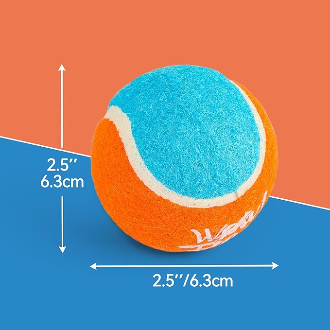 ALL FOR PAWS Tennis Balls Dog Toy, 2.5 Inch Pet Safe Fetch Balls for Dogs 20-60 lbs, Colorful Dog Balls Toys with Super Bounce (4 Pack)