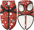 Aiboria Dog Jacket Windproof Fleece Dog Sweater with Padded Vest Chest Strap Harness Dogs Coat Christmas Red M