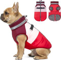 azuza Dog Jacket for Small Dogs Waterproof Dog Coat with Reflective Strips and Harness Built in Warm Fleece Dogs Winter Coat Windproof with Back Zipper, Red L