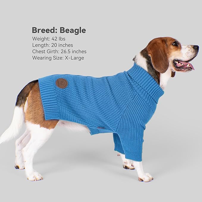 cyeollo 4XL Dog Sweater, Stretchable & Cozy Warm Dog Sweaters for Large Dogs Boy, Pullover Knit Fall Winter Sweatshirt Big Dogs Clothes, Doberman Great Dane Apparel, Blue XXXXL