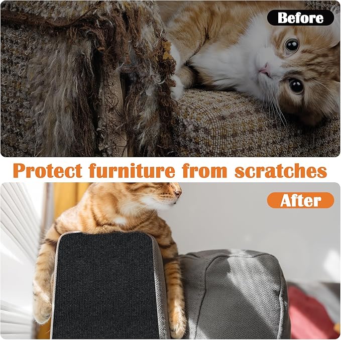 Cat Scratch Furniture Protector - 138" x 13.8" Trimmable Self-Adhesive Cats Claws Scratch Pads, DIY Cat Climbing Couch Protector for Scratch Post Cat Tree Replacement Indoor (Black)