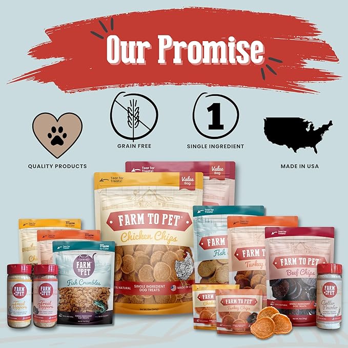 Farm To Pet - Dog Training Treats - 4 oz Fish Chips, Single Ingredient, Lean, All Natural, Healthy Treats for Small, Medium, Large Dog Breeds, & Puppies, Made in USA