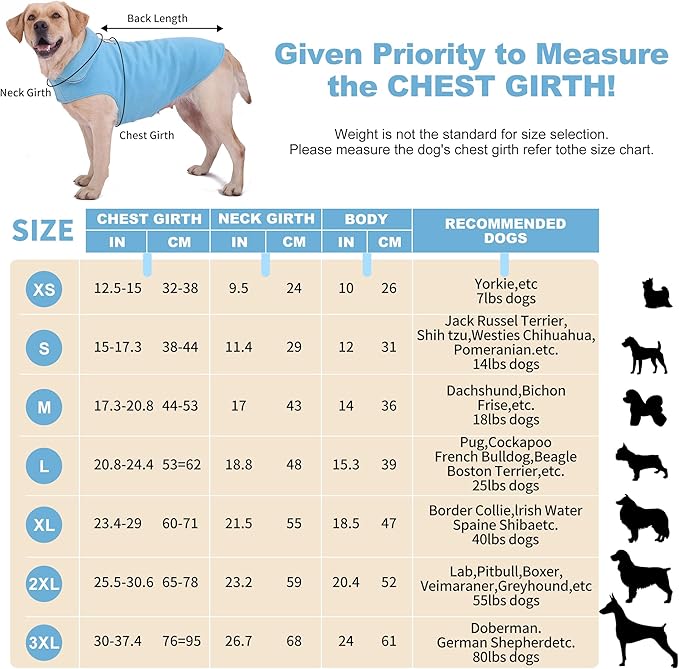 Fleece Dog Coat Pet Jacket Reflective for Cold Weather for Extra Large to Small Pets(Blue,XL)