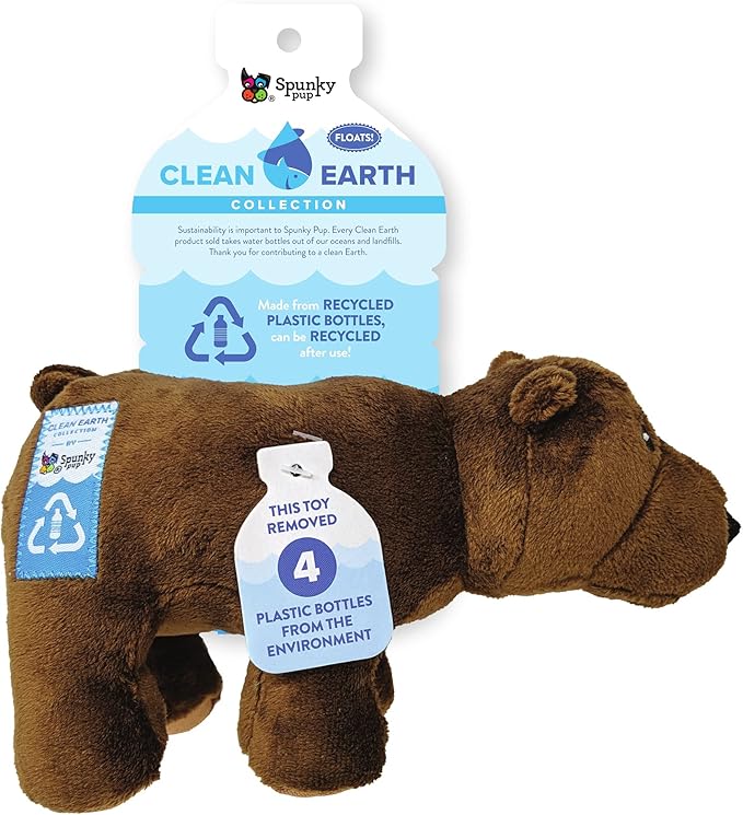 Spunky Pup Clean Earth Plush Bear | Made from 100% Recycled Water Bottles | Small,Brown,7262