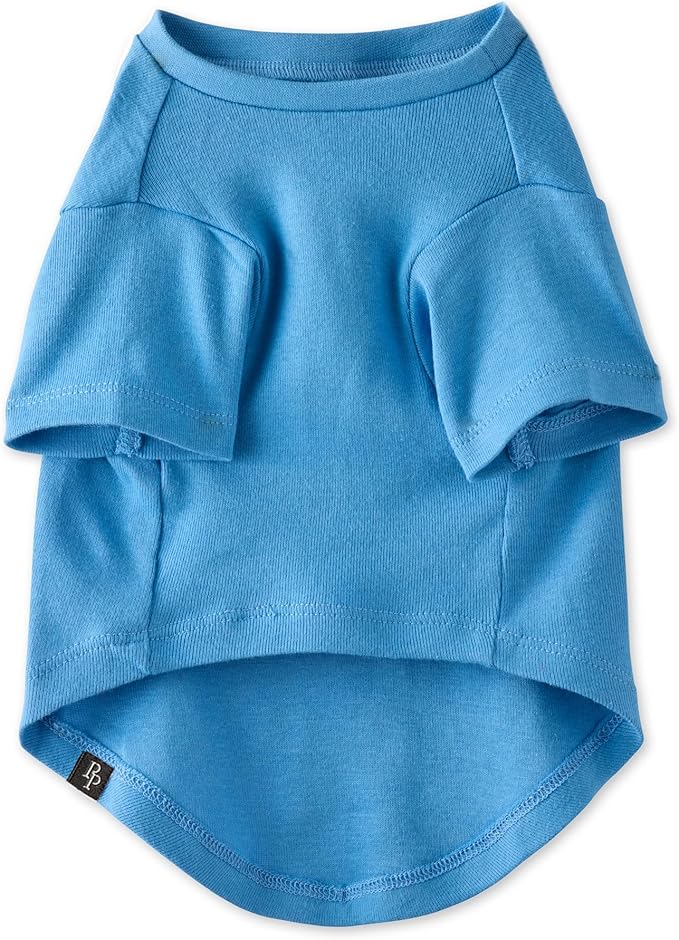 Toby II - The Perfect Tee, 8 Pack Short Sleeve Pet T-Shirt 100% Organic Cotton Tees Clothes for Small, Medium, Large Dogs, Rainbow Blue, XX-Large