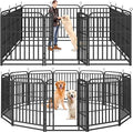 Square Steel Pipe Dog Fence Outdoor 12 Piece Panels 40" Height Anti-Rust Heavy Duty Dog Playpen with Doors Portable for Yard RV Camping, Total 27FT, 57 Sq.ft, Snowy Black