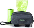 Mighty Paw Dog Poop Bag Holder - Zippered Pouch with Carabiner Hook - Includes Roll of Pick-up Bags - Pet Poop Holder and Dispenser - Pet Walking Supplies - (Grey/Green)