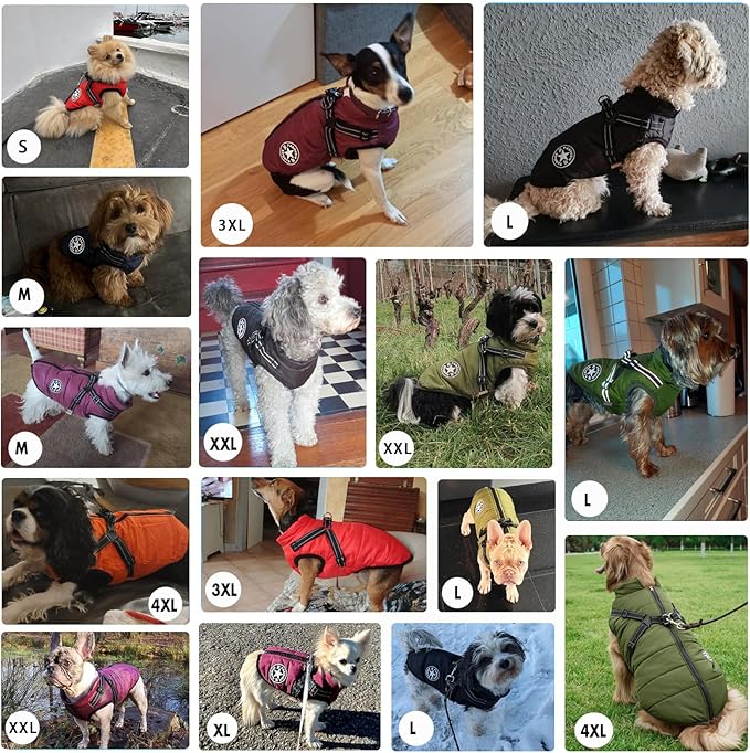 Aiboria Dog Jackets for Winter Windproof Waterproof 2 in 1 Outfit Cold Weather Coat Dog Vest Harness Puppy Winter Warm Jacket Large Blue 3XL