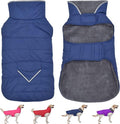 Dog Coat, Waterproof Dog Winter Jacket with Pocket, Reflective Adjustable Pet Snow Vest, Warm Cozy Fleece Sweater for Small Medium Extra Large Dogs - Blue, L