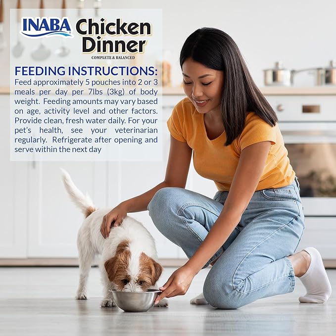 INABA Chicken Dinner for Dogs, Soft Pate Wet Dog Food, Complete & Balanced, 2.4 oz. Pouch, 15 Pouches, Cheese & Salmon Variety