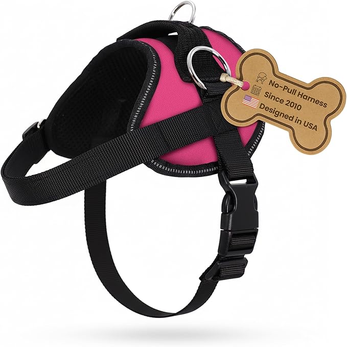 Bark Appeal Pink No-Pull Dog Harness for Extra Large Sized Pets – Adjustable, Reflective Vest with 3 Leash Clips for Added Control, Easy Walks & Training – XXL