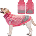 Mihachi Soft & Warm Dog Sweater - Pink Turtleneck Knitted Pullover with Leash Hole, Size L