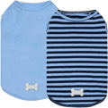 KYEESE 2Pack Dog Shirts Striped T Shirt Soft Tee for Small Dogs Cotton Tank Top Clothes Lightweight Sleeveless Dog Vest, X-Large,Dark Blue+Striped