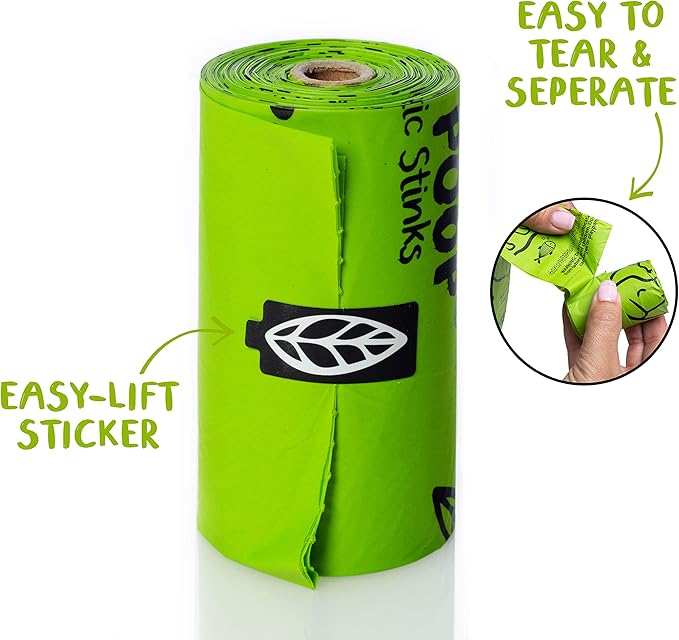 PLANET POOP Home Compostable Dog Poop Bags on Refill Rolls, 240 Un-Scented Pet Waste Bags, Thick Leakproof Plant-Based Doggy Bag, Cat & Dogs Supplies