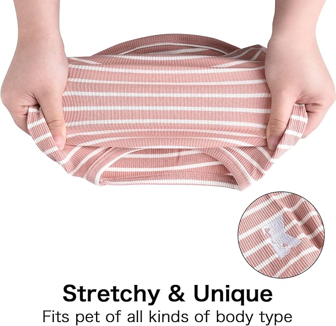 Koneseve Dog Shirt Vest Lightweight Stretchy Dog T-Shirt Soft Cool Shirts Sleeveless Stripe Vests Breathable Clothes for Puppy Kitty Cats Small Medium Large Dogs 2 Pack Pink + Green [XL/Extra Large]