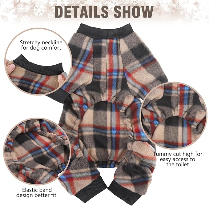 SCENEREAL Fall Dog Pajamas for Small Dogs, Thanksgiving Small Dogs Sweater, Soft and Warm Puppy Clothes, Holiday Onesie Christmas Outfits for Doggie Cold Winter - Dog Jammies Pjs
