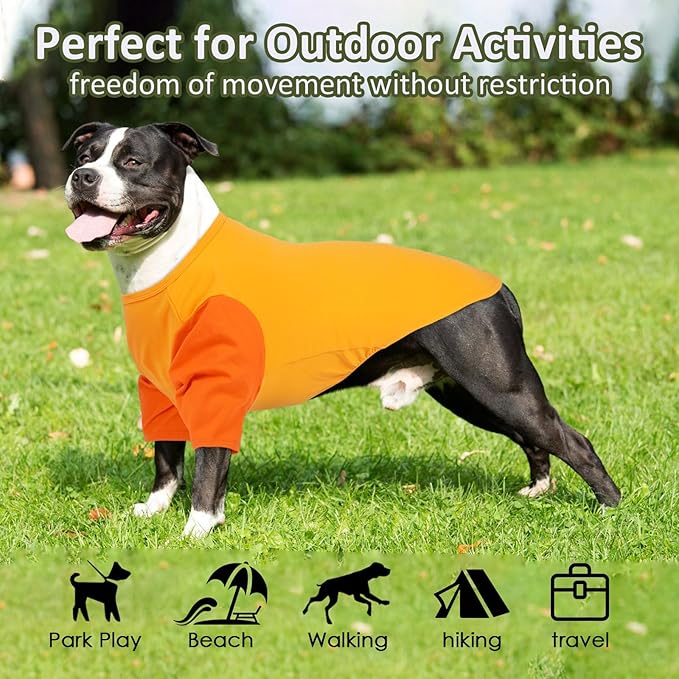 2 Pack Shirts for Large Dogs 4XL - Lightweight Breathable Dog Clothes, Prevent Overheating Summer Cool Tees for Doberman, Alaskan Malamute, Travel, Hiking, Beach, Lounge Wear, Sleep, Orange