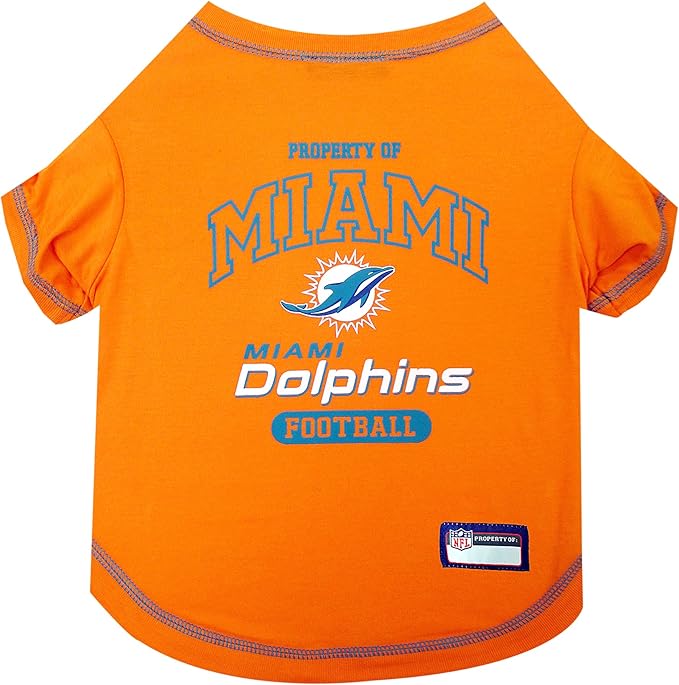 NFL Miami Dolphins Dog T-shirt Small. - Licensed Shirt for Pets Team Colored with Team Logos- Premium Stretchable Materials for the comfort of your Dog & Cat