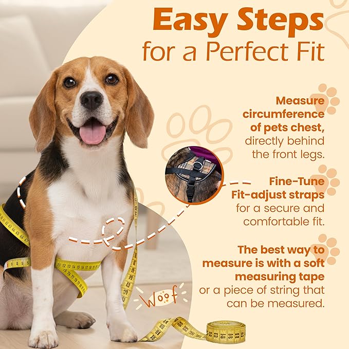 Bark Appeal Tan Plaid No-Pull Dog Harness for Medium to Large Sized Pets – Adjustable, Reflective Vest with 3 Leash Clips for Added Control, Easy Walks & Training – Large