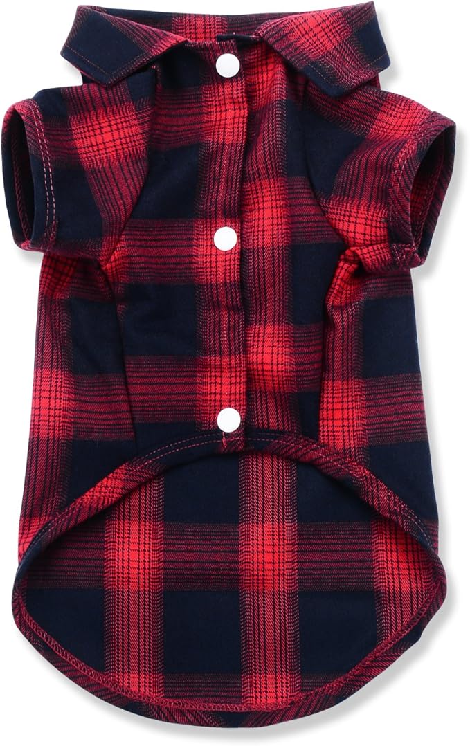 Koneseve Dog Shirt, Pet Plaid Clothes Shirt T-Shirt Sweater Matching Breathable for Small Medium Large Dog Cat Puppy Adorable Casual Cozy Halloween Thanksgiving Christmas Costumes (Red; 7XL)