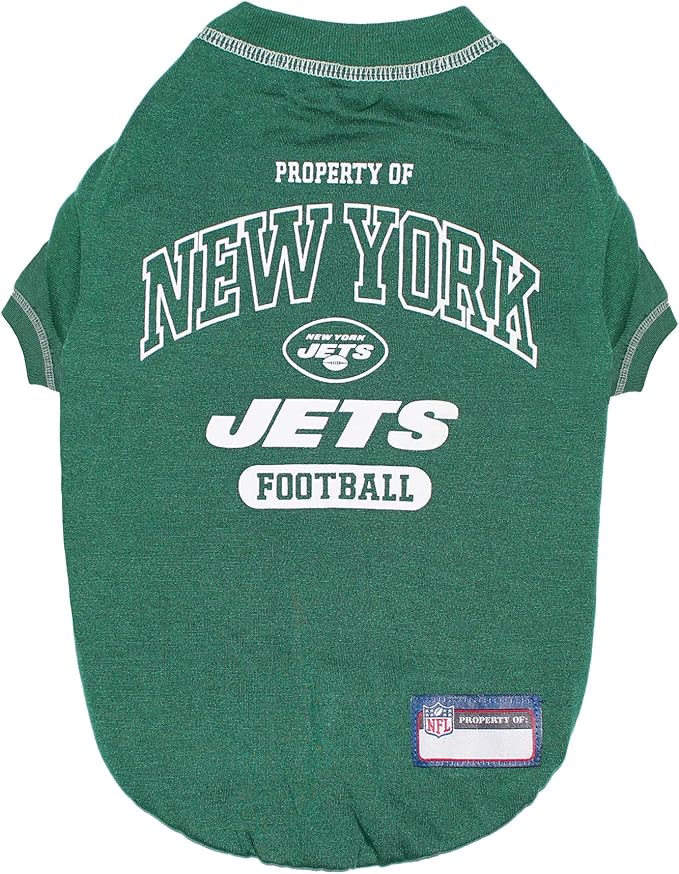 NFL New York Jets Dog T-shirt Medium. - Licensed Shirt for Pets Team Colored with Team Logos- Premium Stretchable Materials for the comfort of your Dog & Cat