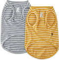 Koneseve Dog Shirt Vest Lightweight Stretchy Dog T-Shirts Soft Cool Shirts Sleeveless Stripe Vests Breathable Clothes for Puppy Kitty Cat Small Medium Large Dogs 2 Pack Yellow + Light Grey [M/Medium]