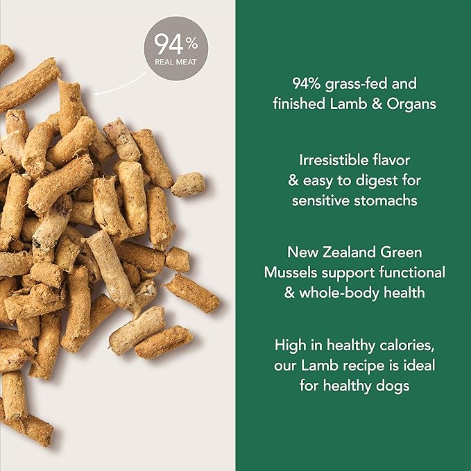 K9 Natural Lamb Freeze Dried Dog Food, High-Meat Natural Complete Meal or Meal Toppers for Dogs, Grass-Fed Lamb from New Zealand, Grain-Free, GMO-Free, Complete & Balanced Nutrition, 3.5oz