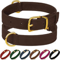 Leather Dog Collar - Heavy Duty Adjustable Soft Padded Pet Collars for Small Medium Large Dogs Breed - Black Green Brown Pink Red Blue (Brown, S, 9"-12" Neck Fit)