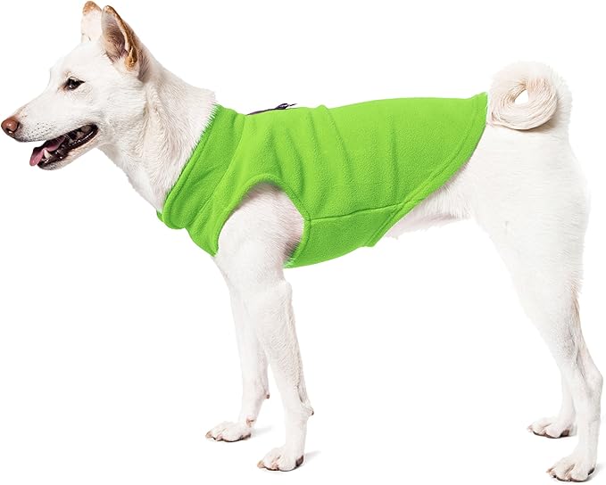 Gooby Fleece Vest Dog Sweater - Honey Mustard, Large - Warm Pullover Fleece Dog Jacket with O-Ring Leash for Small to Medium Dogs