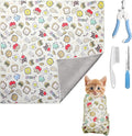 21.6 Inches Cat Wrap for Cutting Nails, Self-Adhesive Restraint Cloth for Cats Multifunctional Cat Grooming Wrap with Pet Nail Clipper, File and Pet Hairbrush