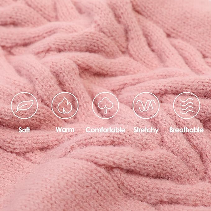 Dog Sweaters for Large Dogs Classic Turtleneck Dog Christmas Sweater Thick Warm Pullover Female Puppy Pet Stretch Knitwear Fall Winter Clothes with Leash Hole(Pink, L)